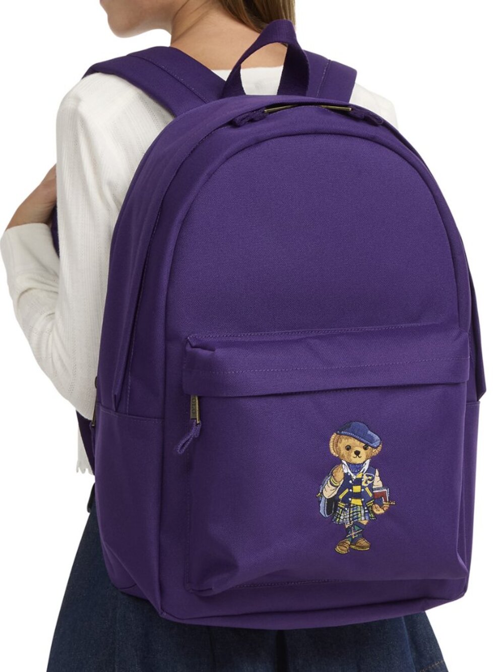 Ralph Lauren Girls Bear Backpack College Purple  17.75" H x 12.25" L x 6" D